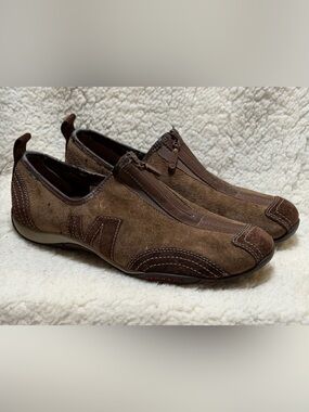 Merrell Barrado Leather Suede Mocha SZ 7.5 Brown Performance Slip-on Zip Womens